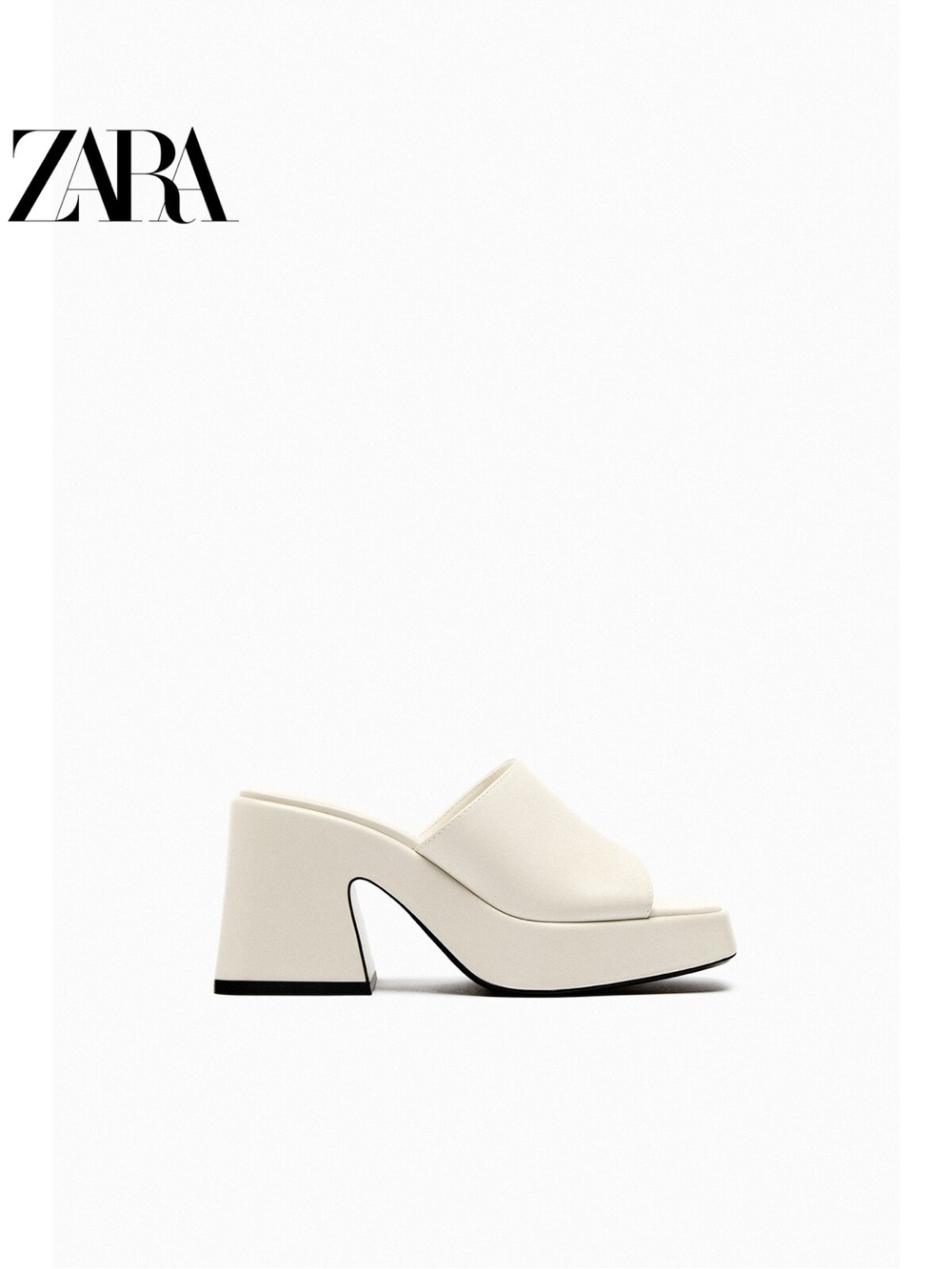 Zara Cream Platform Mule Sandals
